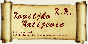 Koviljko Matijević vizit kartica